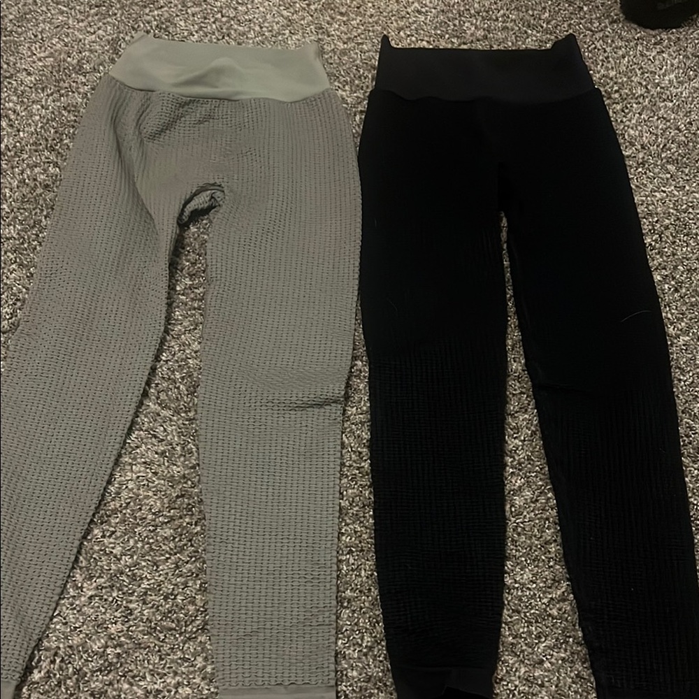Waffle Knit Leggings - Gray and Black by Ryderwear. Size XS.